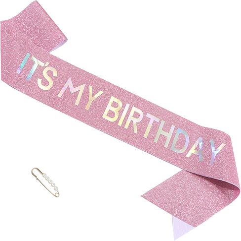 "IT'S MY BIRTHDAY" Sash - Pink Birthday Sash for Women, Birthday Girl Sash Gifts for Birthday Party Supply in Saudi Arabia