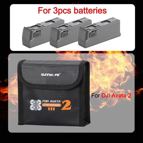 for DJI Avata 2 Lipo Battery Safe Bag, Avata2 Drone Battery Storage Bag, Fireproof & Explosion-Proof Safe Transport Protective Case For DJI Avata2 Accessory (For 3pcs Batteries) in Saudi Arabia