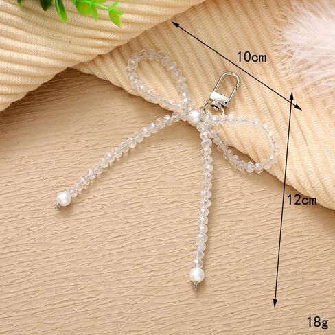 Silver Heart Pearl Bow Keychain Y2k Bowknot Keyring Sweet Bag Car Keys Charms Accessories for Women Girls in Saudi Arabia