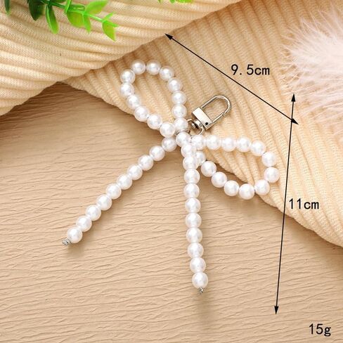 Silver Heart Pearl Bow Keychain Y2k Bowknot Keyring Sweet Bag Car Keys Charms Accessories for Women Girls in Saudi Arabia