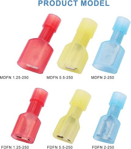 RuoFeng 100Pcs Fully Insulated Female Spade Connectors 16-14 Gauge Quick Disconnect Wire Connectors Crimp Terminals Nylon Blue Spade Connector for Automotive, Electronics (Female Blue 16-14) in Saudi Arabia