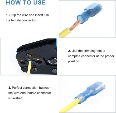 RuoFeng 100Pcs Fully Insulated Female Spade Connectors 16-14 Gauge Quick Disconnect Wire Connectors Crimp Terminals Nylon Blue Spade Connector for Automotive, Electronics (Female Blue 16-14) in Saudi Arabia