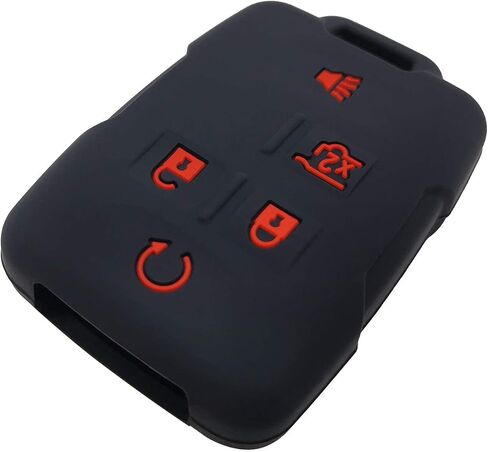 GFDesign 2Pcs Silicone 4 Buttons Key Fob Cover Remote Case Keyless Protector Compatible with Chevrolet Chevy Colorado Silverado Suburban Tahoe GMC Canyon Sierra Yukon M3N-32337100 (Black & Hot Pink) in Kuwait
