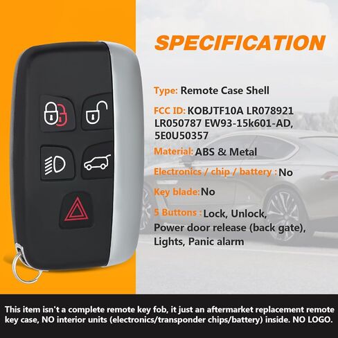 Key Fob Shell Case Fit for Land Rover Range Rover Sport Evoque LR4 LR2 Jaguar XJ XF XK F-Type F-PACE XE 2012 2013 2014 2015 2016 2017 2018 Keyless Entry Remote Replacement Cover Casing 5 Button in Saudi Arabia