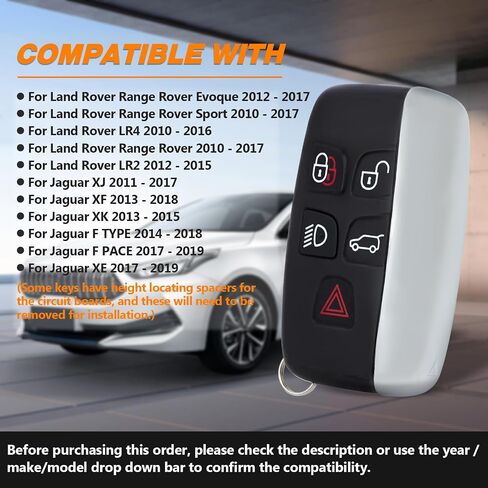 Key Fob Shell Case Fit for Land Rover Range Rover Sport Evoque LR4 LR2 Jaguar XJ XF XK F-Type F-PACE XE 2012 2013 2014 2015 2016 2017 2018 Keyless Entry Remote Replacement Cover Casing 5 Button in Saudi Arabia