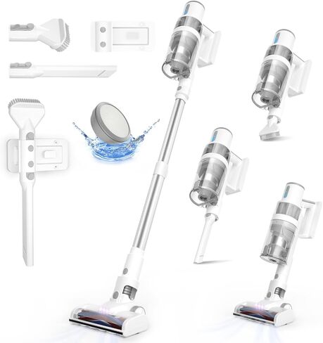 Cordless Vacuum Cleaner, 18000Pa Powerful Cordless Stick Vacuum 6 in 1, 45Mins Long Runtime, LED Lights Vacuum for Hardwood Floor Carpet Pet Hair Car Cleaning in Saudi Arabia