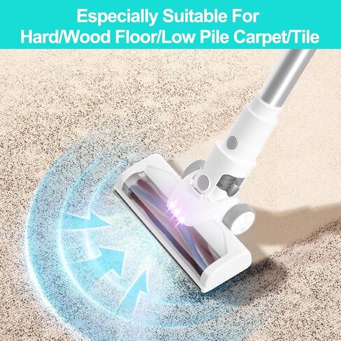 Cordless Vacuum Cleaner, 18000Pa Powerful Cordless Stick Vacuum 6 in 1, 45Mins Long Runtime, LED Lights Vacuum for Hardwood Floor Carpet Pet Hair Car Cleaning in Saudi Arabia