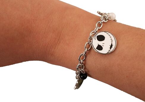Disney Nightmare Before Christmas Jewelry for Toddler Girls - Nightmare Before Christmas Charm Bracelet with 4 Metal Charms and 3 Beads, Includes Nightmare Before Christmas Stickers | Disney Bracelet in Saudi Arabia