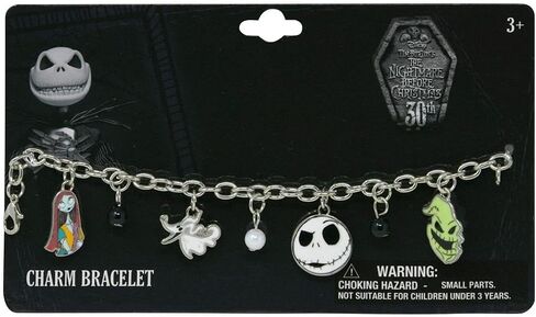 Disney Nightmare Before Christmas Jewelry for Toddler Girls - Nightmare Before Christmas Charm Bracelet with 4 Metal Charms and 3 Beads, Includes Nightmare Before Christmas Stickers | Disney Bracelet in Saudi Arabia