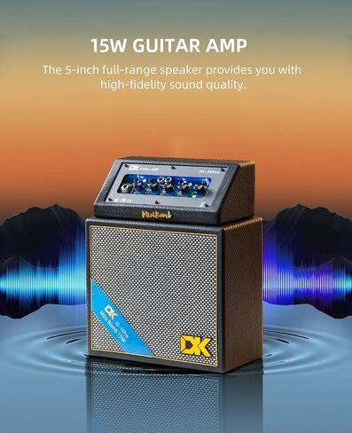 Electric Guitar Amp 15 Watts, Rechargeable Electric Guitar Amp with Distortion Delay, Bluetooth Electric & Acoustic Guitar Amp for Outdoor Playing and Live Performance in Saudi Arabia