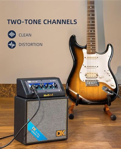 Electric Guitar Amp 15 Watts, Rechargeable Electric Guitar Amp with Distortion Delay, Bluetooth Electric & Acoustic Guitar Amp for Outdoor Playing and Live Performance in Saudi Arabia