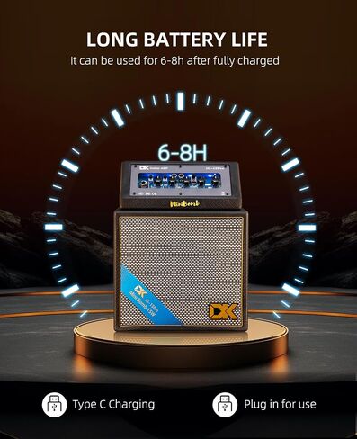 Electric Guitar Amp 15 Watts, Rechargeable Electric Guitar Amp with Distortion Delay, Bluetooth Electric & Acoustic Guitar Amp for Outdoor Playing and Live Performance in Saudi Arabia