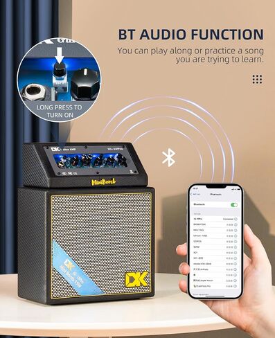 Electric Guitar Amp 15 Watts, Rechargeable Electric Guitar Amp with Distortion Delay, Bluetooth Electric & Acoustic Guitar Amp for Outdoor Playing and Live Performance in Saudi Arabia