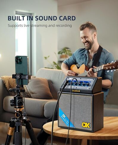 Electric Guitar Amp 15 Watts, Rechargeable Electric Guitar Amp with Distortion Delay, Bluetooth Electric & Acoustic Guitar Amp for Outdoor Playing and Live Performance in Saudi Arabia