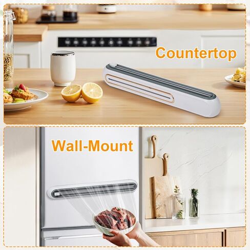 Plastic Wrap Dispenser with Cutter, Magnetic Aluminum Tin Foil Dispenser, Cling Wrap Film Slide Cutter Compatible for Wax Paper and Parchment Paper - Includes One 12" x 260' Roll Plastic Wrap in Saudi Arabia