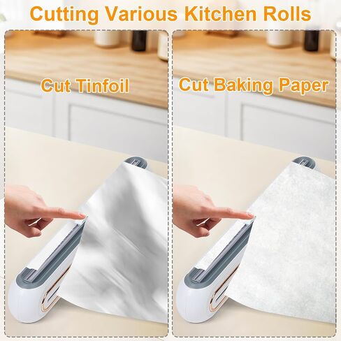 Plastic Wrap Dispenser with Cutter, Magnetic Aluminum Tin Foil Dispenser, Cling Wrap Film Slide Cutter Compatible for Wax Paper and Parchment Paper - Includes One 12" x 260' Roll Plastic Wrap in Saudi Arabia