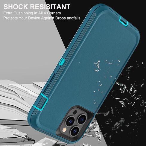 for iPhone 12 Case/iPhone 12 Pro Case, Military Grade 3 in 1 Heavy Duty Shockproof/Drop Proof/Dust Proof Case with 2Pcs Tempered Glass Screen Protector (Black/Grey) in Kuwait