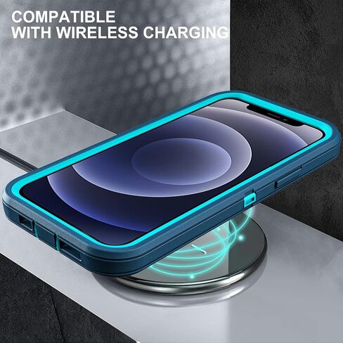 for iPhone 12 Case/iPhone 12 Pro Case, Military Grade 3 in 1 Heavy Duty Shockproof/Drop Proof/Dust Proof Case with 2Pcs Tempered Glass Screen Protector (Black/Grey) in Kuwait
