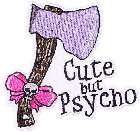 لطيف ولكن النفسية شارة مطرّزة الفأس مع القوس الجمجمة خياطة الحديد على التصحيح على الملابس أكياس قبعة الجينز شريط شارات ملصقات Applique بها بنفسك زين in Kuwait