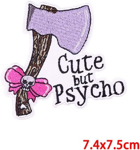 لطيف ولكن النفسية شارة مطرّزة الفأس مع القوس الجمجمة خياطة الحديد على التصحيح على الملابس أكياس قبعة الجينز شريط شارات ملصقات Applique بها بنفسك زين in Kuwait