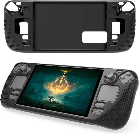 Linkidea Silicone Cover Compatible with Steam Deck, Comfortable Grip Case with Anti-Slip Particles, Protective Case for Steam Deck Console (Black) in Saudi Arabia