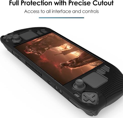 Linkidea Silicone Cover Compatible with Steam Deck, Comfortable Grip Case with Anti-Slip Particles, Protective Case for Steam Deck Console (Black) in Saudi Arabia