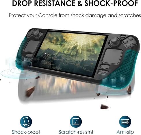 Linkidea Silicone Cover Compatible with Steam Deck, Comfortable Grip Case with Anti-Slip Particles, Protective Case for Steam Deck Console (Black) in Saudi Arabia