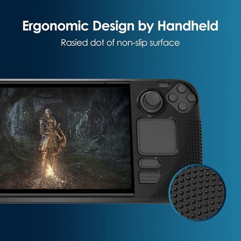 Linkidea Silicone Cover Compatible with Steam Deck, Comfortable Grip Case with Anti-Slip Particles, Protective Case for Steam Deck Console (Black) in Saudi Arabia