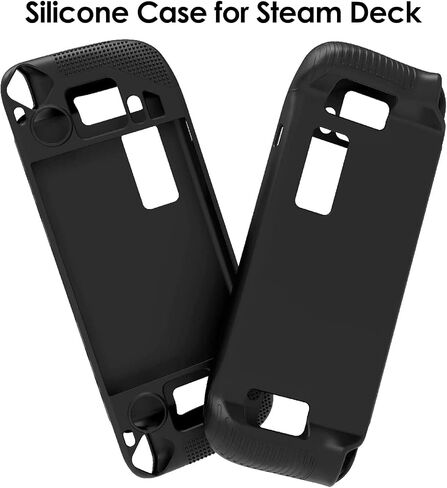 Linkidea Silicone Cover Compatible with Steam Deck, Comfortable Grip Case with Anti-Slip Particles, Protective Case for Steam Deck Console (Black) in Saudi Arabia