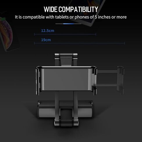 MOSHOU مسند رأس السيارة قابل للتعديل للهاتف وحامل ipad، المقعد الخلفي العالمي للكمبيوتر اللوحي حامل الهاتف الخلوي 360 درجة زاوية دوارة قابلة للتعديل قابلة للتمدد لأجهزة iPad والهاتف، 5-11 بوصة لوحي in Kuwait