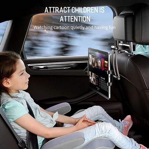 MOSHOU مسند رأس السيارة قابل للتعديل للهاتف وحامل ipad، المقعد الخلفي العالمي للكمبيوتر اللوحي حامل الهاتف الخلوي 360 درجة زاوية دوارة قابلة للتعديل قابلة للتمدد لأجهزة iPad والهاتف، 5-11 بوصة لوحي in Kuwait