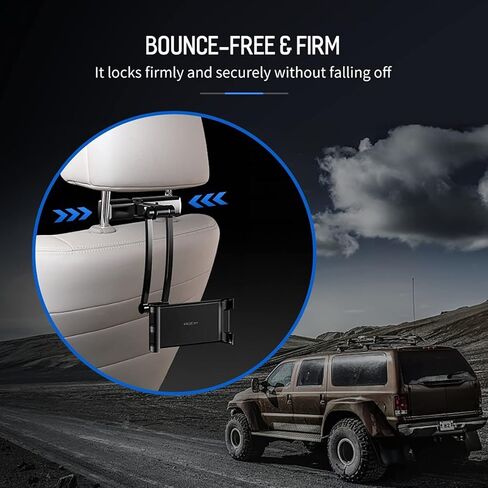 MOSHOU مسند رأس السيارة قابل للتعديل للهاتف وحامل ipad، المقعد الخلفي العالمي للكمبيوتر اللوحي حامل الهاتف الخلوي 360 درجة زاوية دوارة قابلة للتعديل قابلة للتمدد لأجهزة iPad والهاتف، 5-11 بوصة لوحي in Kuwait