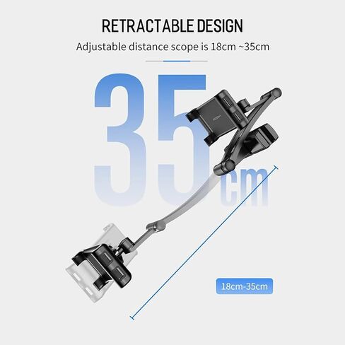 MOSHOU مسند رأس السيارة قابل للتعديل للهاتف وحامل ipad، المقعد الخلفي العالمي للكمبيوتر اللوحي حامل الهاتف الخلوي 360 درجة زاوية دوارة قابلة للتعديل قابلة للتمدد لأجهزة iPad والهاتف، 5-11 بوصة لوحي in Kuwait