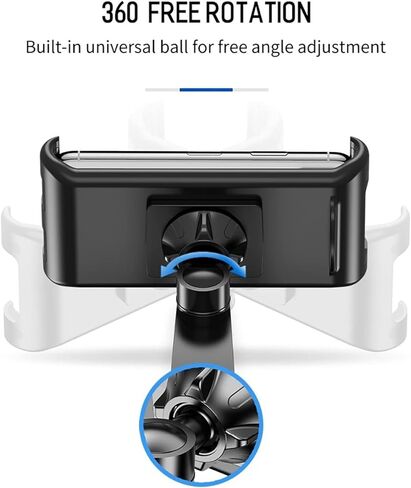 MOSHOU مسند رأس السيارة قابل للتعديل للهاتف وحامل ipad، المقعد الخلفي العالمي للكمبيوتر اللوحي حامل الهاتف الخلوي 360 درجة زاوية دوارة قابلة للتعديل قابلة للتمدد لأجهزة iPad والهاتف، 5-11 بوصة لوحي in Kuwait