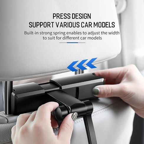 MOSHOU مسند رأس السيارة قابل للتعديل للهاتف وحامل ipad، المقعد الخلفي العالمي للكمبيوتر اللوحي حامل الهاتف الخلوي 360 درجة زاوية دوارة قابلة للتعديل قابلة للتمدد لأجهزة iPad والهاتف، 5-11 بوصة لوحي in Kuwait