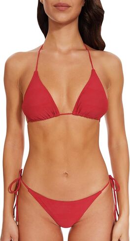 Women Two Piece Bikini Swimsuit Halter Triangle Top, String Tie Side Sexy Swimwear Bathing Suits in Saudi Arabia