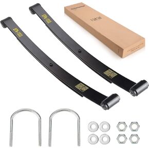 10L0L Heavy Dut Golf Cart Rear (2-Leaf) Tapped Leaf Springs Set with Bushing Kit U Bolts Nuts Fits EZGO RXV Golf Cart 2008 & Up, 2-Pack