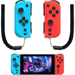 وحدة تحكم NexiGo Switch Joypad للتبديل/تبديل OLED، استبدال عصا التحكم لوحدة التحكم بالتبديل، لوحة ألعاب Joypad (L/R) مع محور جيروسكوبي مزدوج الصدمات قابل للتعديل (أحمر وأزرق) in Kuwait