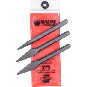 Wilde Tool 3pc 5/32 Diamond 1/4in Cape and Round Chisel Set w Pouch MADE IN USA