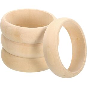 uxcell Wooden Bangle Bracelet, 6Pcs 83mm - Log Retro Macrame Rings, Unfinished Smooth Wood Circle, Wooden Rings for Crafts, Jewelry, DIY Making, Home Decor