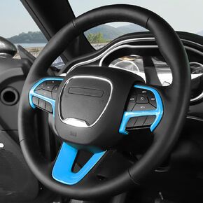 مجموعة غطاء لوحة الديكور الداخلي لعجلة القيادة من CheroCar لسيارة جيب جراند شيروكي 2014-2021، لسيارة دودج تشالنجر/تشارجر 2015-2021، لسيارة دودج دورانجو 2014-2021 (حبوب ألياف الكربون)