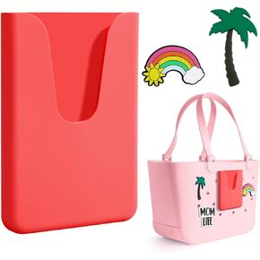 Diaclara Silicone Phone Holder Compatible with Bogg Bag, 3Pcs Cute Lovely Silicone Charms Insert Accessories, Soft Beach Bags Accessories Combination Fits for Hold iPhone and Android Phone, Black