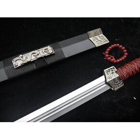 Popular Chinese Sword Medium Carbon Steel Dual-Slot Blade Black Scabbard tai chi