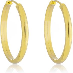 14k Real Gold Round Hoop Earrings, Hypoallergenic Earrings for Girls and Women | Elluxe Jewelry