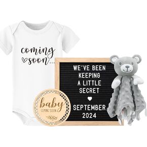 أفكار إعلان الطفل القادم قريبًا، مفاجأة الحمل تكشف للأجداد والأجداد والأب - هدايا الكشف عن جنس المولود الجديد - لوحة أحرف من اللباد، لافتة خشبية، قطعة واحدة للأطفال، بطانية أمان in Kuwait