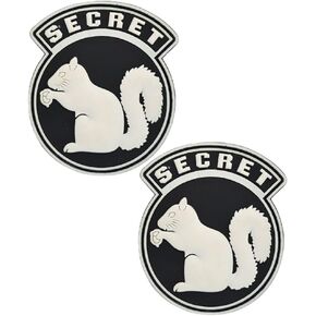 2Pcs Glow in Dark TOP Secret Squirrel Black OPS PVC Rubber Patch Decorative Hook Fasteners Backing Patch