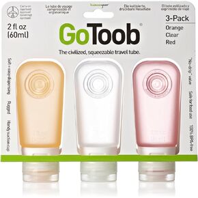 humangear GoToob Refillable Silicone Travel Size Bottles with Locking Cap for Women, 3pks