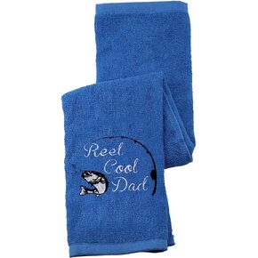 Fishing Towel Fisherman Gift Reel Cool Dad Papa Embroidered Towel with Clip