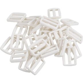 100 Pack Tri-Glide Slide - Plastic Adjustable Slide Buckles Webbing Fastener, Apply to Purse Belt Strap Hardware (3/4 Inches, White)