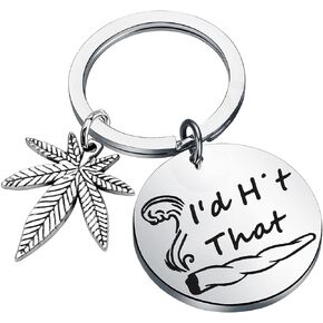 Marijuana Keychains Weed Gift Marijuana Leaf Keychain I'd Hit That Weed Charm Keychain